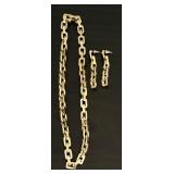 Eddie Borgo Handmade 12K Gold Plate Supra Link Necklace & Earrings Chunky Geometric Chain Links