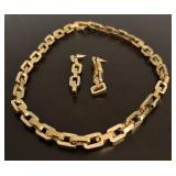 Eddie Borgo Handmade 12K Gold Plate Supra Link Necklace & Earrings Chunky Geometric Chain Links
