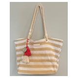 Vera Bradley Open Top Rope Beach Tote with Tassle with Tassels