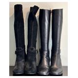 Two Pairs of Gorgeous Black High Boots / Suede and Leather by Tory Birch and BCBG