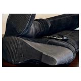 Two Pairs of Gorgeous Black High Boots / Suede and Leather by Tory Birch and BCBG