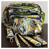 Ju-Ju-Be Diaper Bag in Green, Blue, White and Tan Paisley