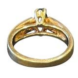 18K Gold Ring with Sapphire and Diamonds