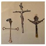 Three Vintage Cross Pendants