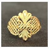 Beverly Hills Gold Signed Yellow Open Work Ring Size 7.5