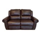 Brown Leather Duo Reclining Loveseat / Sofa