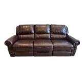 Beautiful Brown Leather Duo Reclining Sofa with Rivet Detailing