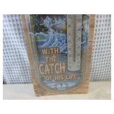 (H-1) Metal Thermometer "A Fisherma...