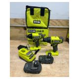 RYOBI PCL1200K2 ONE+ 18V Cordless 2-Tool Combo Kit with Drill/Driver, Impact Driver, (2) 1.5 Ah Batteries, and Charger - B139
