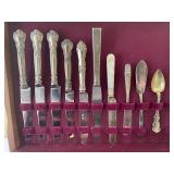 Antique Silver-Plated Flatware Set and 6 Sterling Silver Teaspoons and Relish Forks