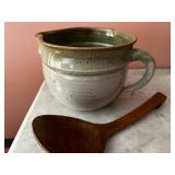 Artisan Ceramic Bowl & Wooden Spoon