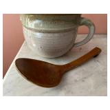 Artisan Ceramic Bowl & Wooden Spoon