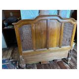Vintage Wooden Headboard with Cane Insert
