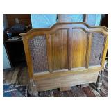 Vintage Wooden Headboard with Cane Insert