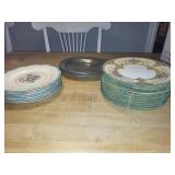 Antique Ceramic & Pewter Plate Set