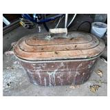 Antique Metal Lidded Storage Bin
