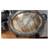 Vintage Ornate Silver Serving Tray