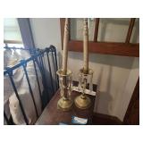 Vintage Brass Crystal Candlesticks