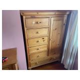Pine Wood Dresser with Cabinet