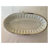 Ceramic Fish Platter & Wood Tray Set