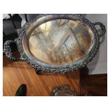 Vintage Ornate Silver Serving Tray