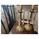 Vintage Brass Crystal Candlesticks