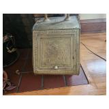 Vintage Embossed Brass Coal Scuttle