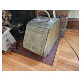 Vintage Embossed Brass Coal Scuttle
