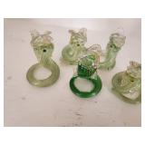 Vintage Green Glass Snake Figurines