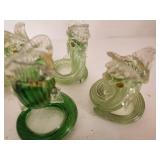 Vintage Green Glass Snake Figurines