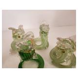 Vintage Green Glass Snake Figurines