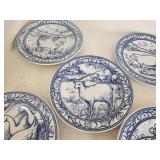 Blue & White Farm Animal Porcelain Plates