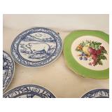 Blue & White Farm Animal Porcelain Plates