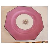Octagonal Pink Floral Dinner Plate Set