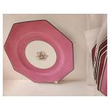 Octagonal Pink Floral Dinner Plate Set