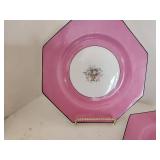 Octagonal Pink Floral Dinner Plate Set