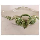 Vintage Ceramic Bowl with Green Accents