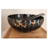 Black Lacquered Bowl Set in Wooden Box