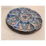 Porcelain Floral Dish Set with Stand