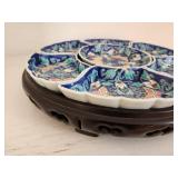 Porcelain Floral Dish Set with Stand