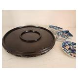 Porcelain Floral Dish Set with Stand