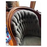 Antique Green Tufted Loveseat