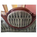 Antique Green Tufted Loveseat