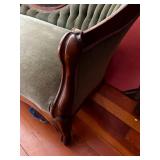 Antique Green Tufted Loveseat