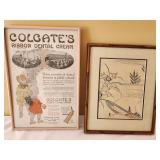 Vintage Colgate Ad & Art Print Set