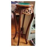 Wooden Plant Stand with Dragon Carvings