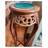 Wooden Plant Stand with Dragon Carvings