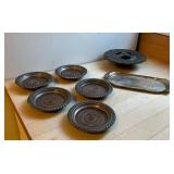 Vintage Metalware Plate Set