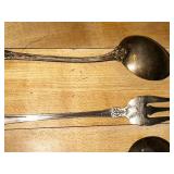 Antique Silver-Plated Flatware Set and 6 Sterling Silver Teaspoons and Relish Forks