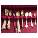 Antique Silver-Plated Flatware Set and 6 Sterling Silver Teaspoons and Relish Forks